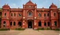 A red sandstone museum building