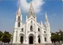 A white Gothic-style church